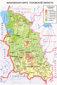 Физическая карта Псковской области